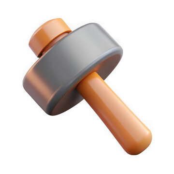 Stylized 3d rendered hammer with orange handle and gray head isolated on transparent background