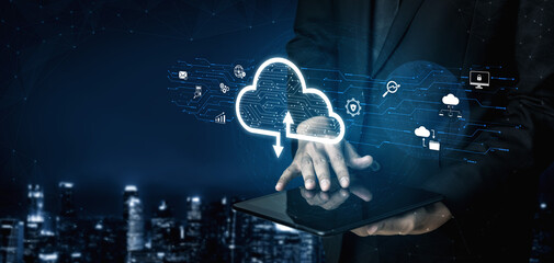 Poster - Cloud computing enables digital growth with secure data storage, scalable infrastructure, and strategic cloud-based business solutions. Vouch