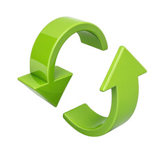 Poster - 3d realistic green circular arrows isolated on transparent background