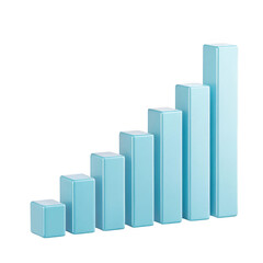 Poster - 3d realistic light blue bar graph chart isolated on transparent background