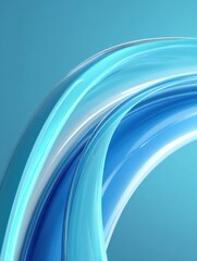Poster - Abstract blue flowing curves smooth glass-like waves modern digital design vibrant background vibrant artistic composition