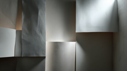 Aufkleber - Abstract modern minimalist geometric concrete textured cubes with smooth surfaces and soft natural light in contemporary interior design setting