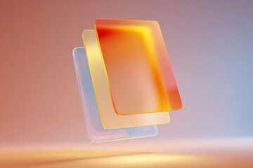 Aufkleber - Abstract geometric digital artwork featu layered translucent square shapes with glowing edges on a gradient background with soft lighting and modern design elements