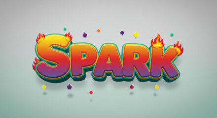 Poster - Fiery Spark Text Effect Bold, 3D, Cartoonish Design