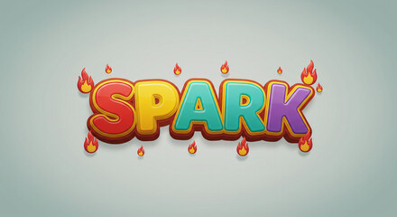 Poster - Vibrant 3D Word Art Spark - Colorful and Energetic Text Effect