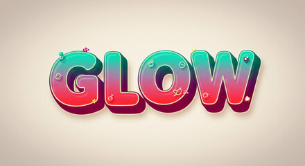 Fototapete - Vibrant Gradient Glow Text Effect Colorful 3D Typography Design