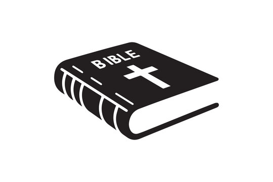 A Bible book  silhouette with a simple, understated design set against a white background 