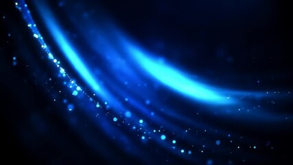 Wall Mural - dynamic blue glowing light waves with sparkling particle trails in motion.