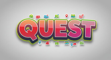 Poster - Vibrant QUEST Logo Design Colorful, Bold Typography for Adventure