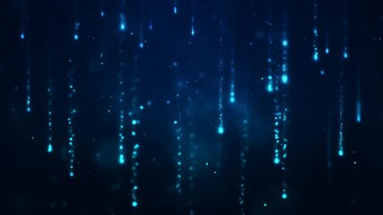Wall Mural - hypnotic cascading blue light particles flow in a dark space background.