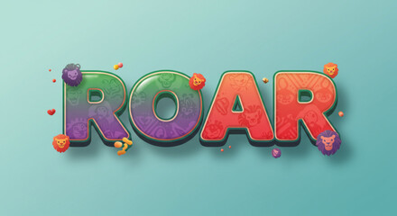 Poster - Vibrant 3D Text Effect ROAR! Design Element for Posters, Logos, and Branding