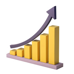 Poster - 3d render of upward trending bar graph isolated on transparent background