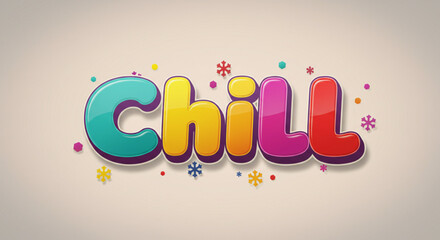 Poster - Colorful 3D Chill Text Effect Fun, Playful Typography Design