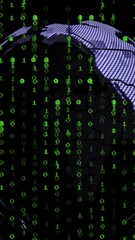 Poster - Animation of data processing and globe on black background