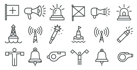 Leinwandbilder - Collection of icons for various things such as a bell, a person, a boat, and a flag