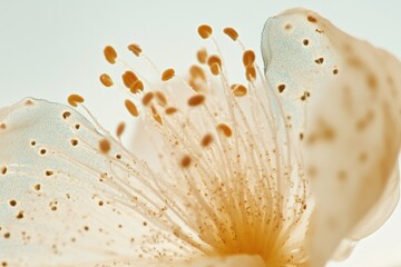 Wall Mural - Close-up of delicate flower stamens and petals, showcasing intricate details and natural beauty.