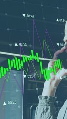 Poster - Animation of data processing over african american businesswoman working at office