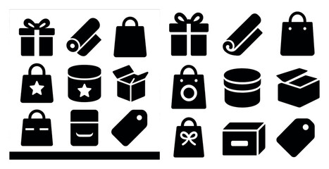 Leinwandbilder - The image is a collection of various shopping bags and boxes, including a star, a bow, and a box with a bow