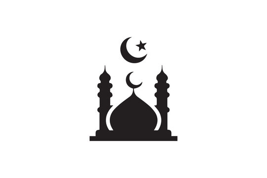 A muslim  religious symbol silhouette with a simple, understated design set against a white background 