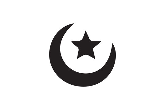 A muslim  religious symbol silhouette with a simple, understated design set against a white background 