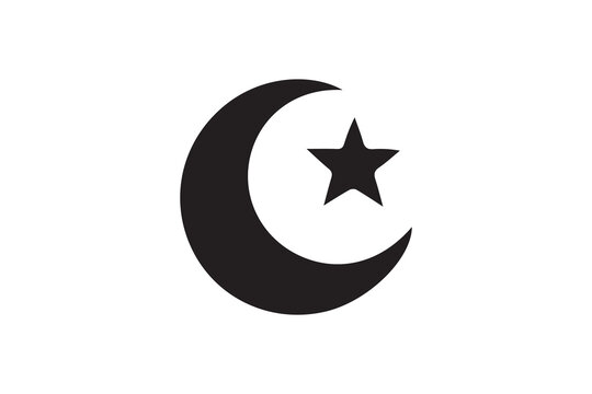 A muslim  religious symbol silhouette with a simple, understated design set against a white background 