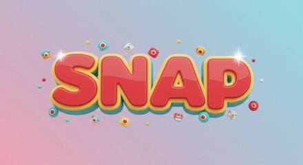 Poster - Vibrant 3D SNAP Word Art Fun, Playful Typography Design