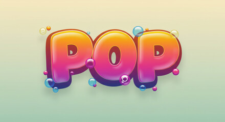 Poster - Vibrant Colorful Pop Text Effect Fun, Playful 3D Bubble Style