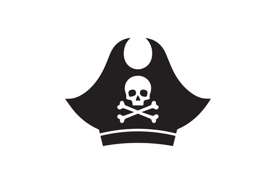 A Pirate hat  silhouette with a simple, understated design set against a white background 