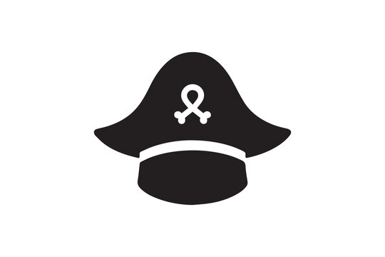 A Pirate hat  silhouette with a simple, understated design set against a white background 