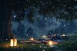 © Ruslan - Group enjoying outdoor picnic beneath shooting stars