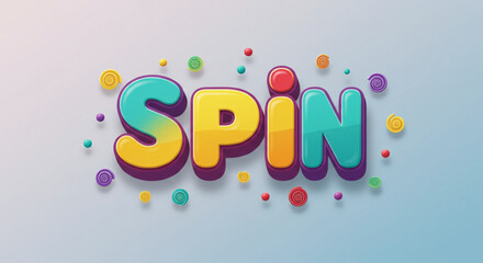 Poster - Colorful 3D Spin Text Effect Fun, Playful Typography Design