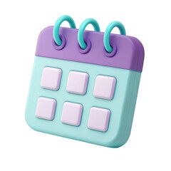 Poster - 3d render of a cute pastel calendar icon isolated on transparent background