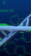 Poster - Data processing over DNA and chemical structure against blue background