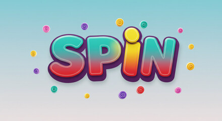 Poster - Colorful Spin Text Effect Fun, Playful 3D Typography Design