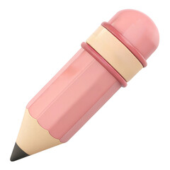 Poster - 3d render of a pink pencil with eraser isolated on transparent background