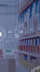 Poster - Animation of icons with data processing over caucasian male worker in warehouse