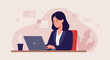 © Adobe Contributor - a woman seated at a desk, engrossed in work on a laptop, with a cup of coffee beside her. Suitable for landing page, banner, marketing, web design, presentation, infographic, etc.