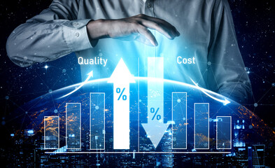 Poster - Increase quality and reduce cost represent quality, cost, and performance optimization for business strategy and resource efficiency Vouch