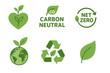 © Underhood - vector featuring ecology icons, carbon neutral symbols, net zero signs, and eco-friendly planet graphics representing nature and eco awareness