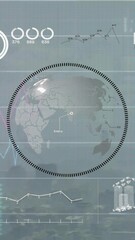 Poster - Animation of diagrams, globe and data processing over cityscape