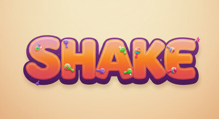 Fototapete - Vibrant Colorful Shake Text Effect Fun, Playful Typography Design