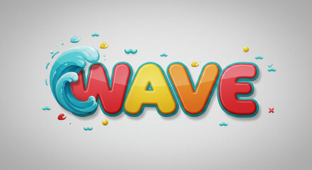 Poster - Vibrant Wave Text Effect Colorful 3D Letters with Water Splash