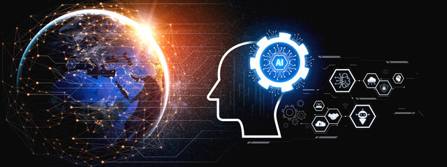 Poster - AI integrated with human cognition, supporting decision-making, automation, robotics, data analysis, and secure digital collaboration through intelligent systems Vouch