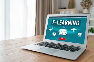 Poster - E-learning website with modish sofware for student to study online on the internet network