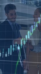 Poster - Animation of data processing over diverse business people talking