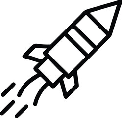 Poster - Angled upward rocket launch line icon isolated on transparent background