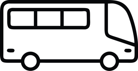 Poster - Minimal line art city bus side view icon isolated on transparent background