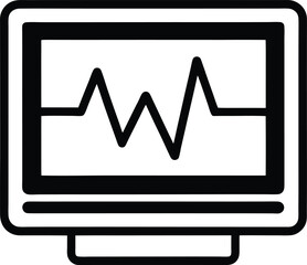 Poster - Minimal line art icon of a hospital patient monitor with a heart waveform isolated on transparent background