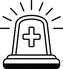 Poster - Minimal medical alert siren symbol line icon isolated on transparent background