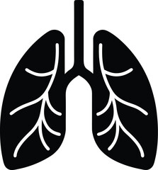 Poster - Minimal line art icon of human lungs with trachea symmetric design isolated on transparent background